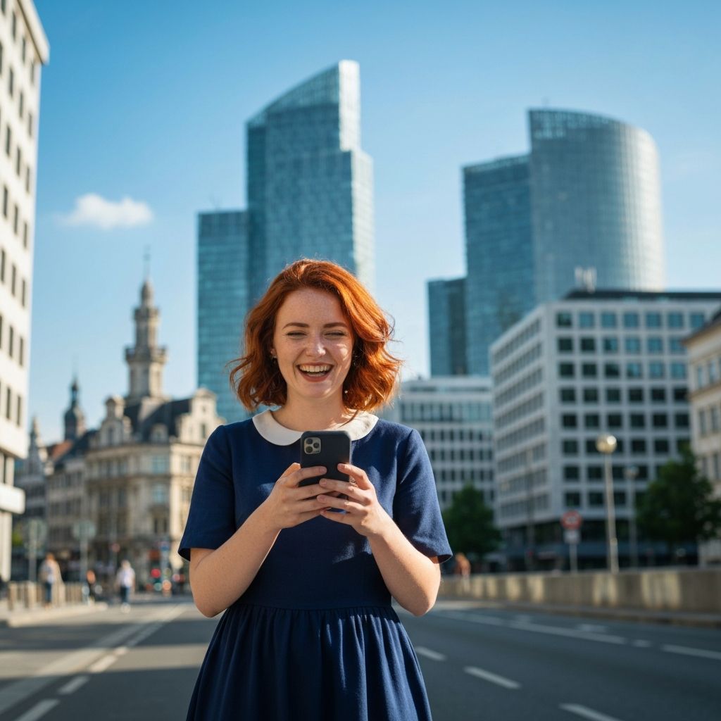 Young professional earning from phone in Belgium